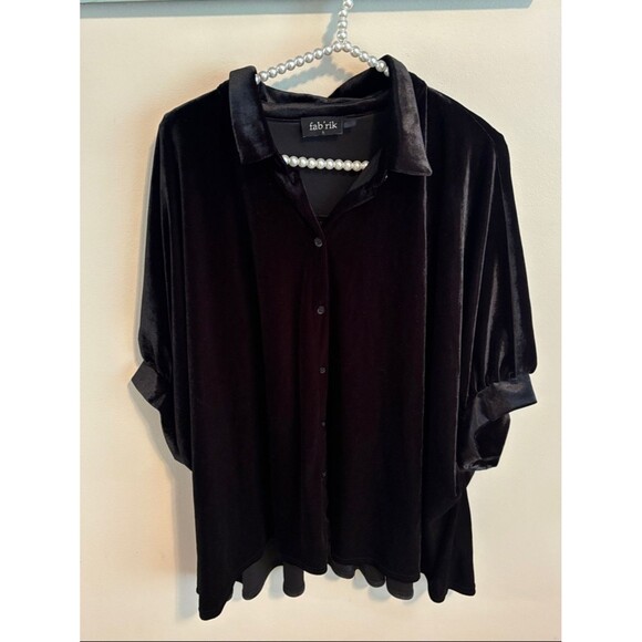 fab'rik Tops - fab'rik Black Velvet Button-Down Shirt size large